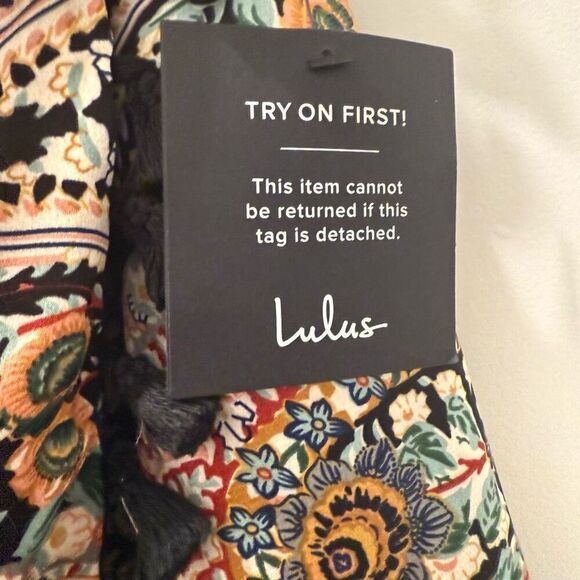 Lulus Bohemian Perfection Black Boho Floral Strapless Size XL - Picture 5 of 8